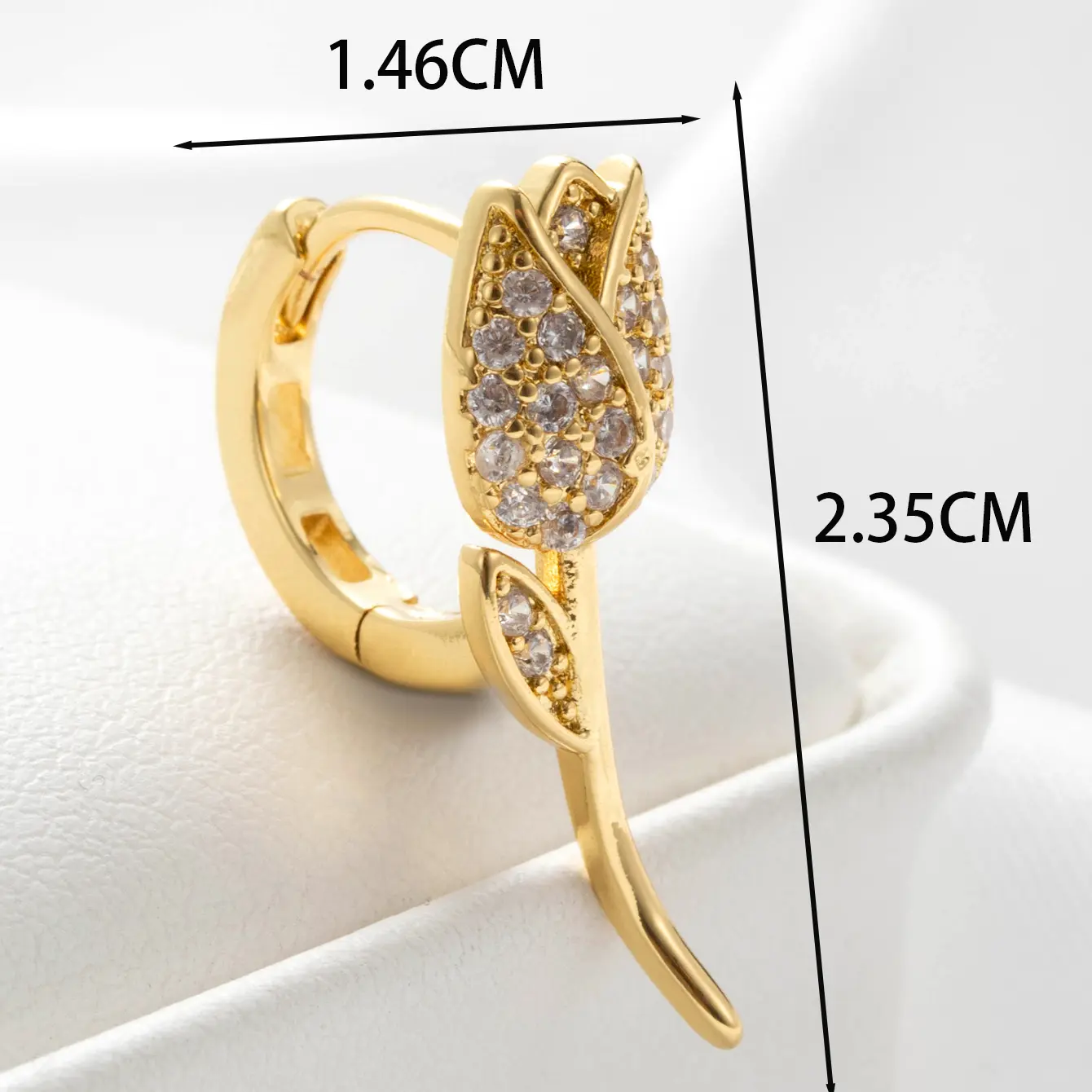 1 Piece Simple Series Classic Flower Copper 18K Gold Plated Zircon Women's Hoop Earrings h5 